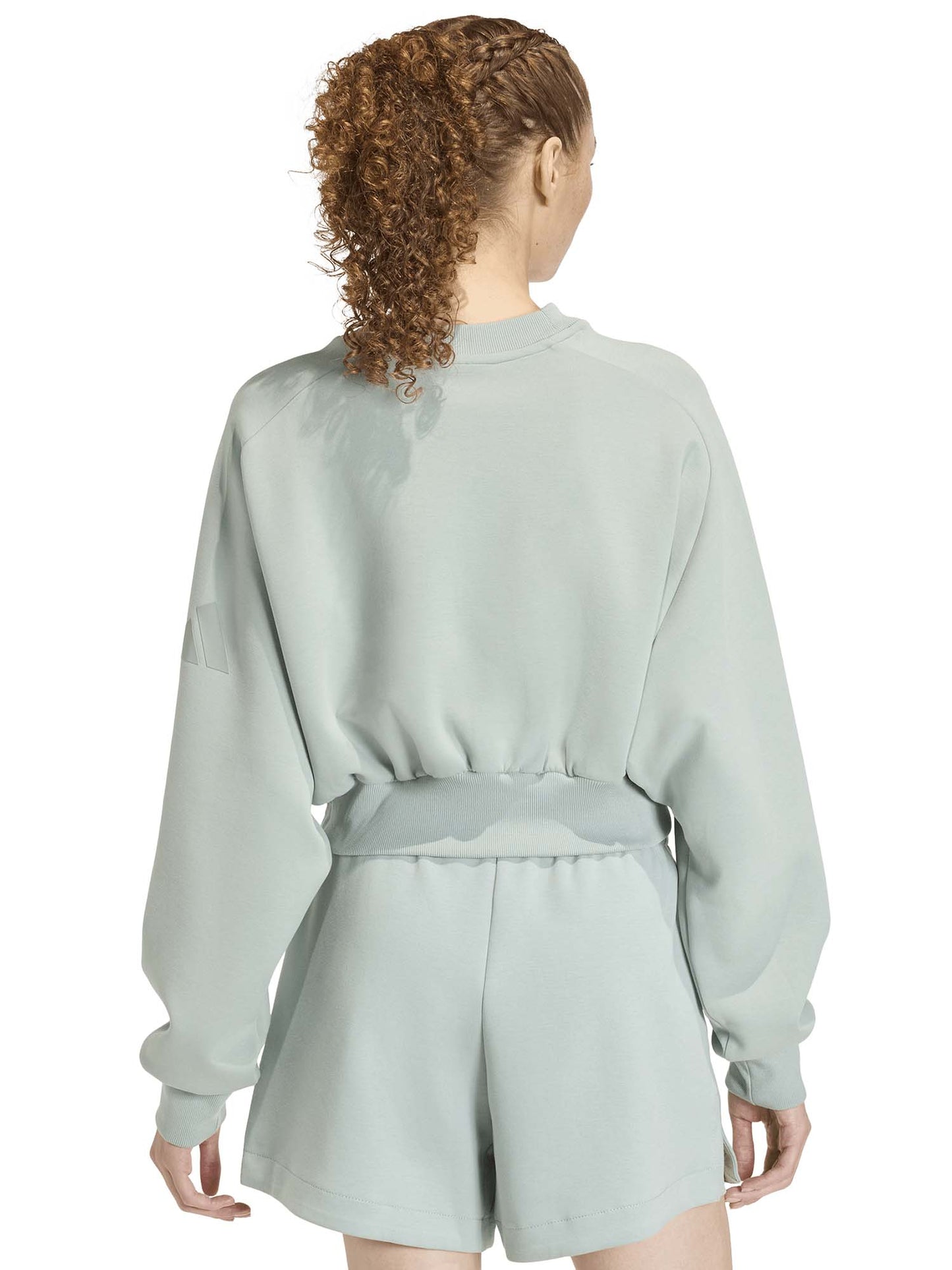 Felpa cropped verde Soft Lux di Adidas da donna con girocollo