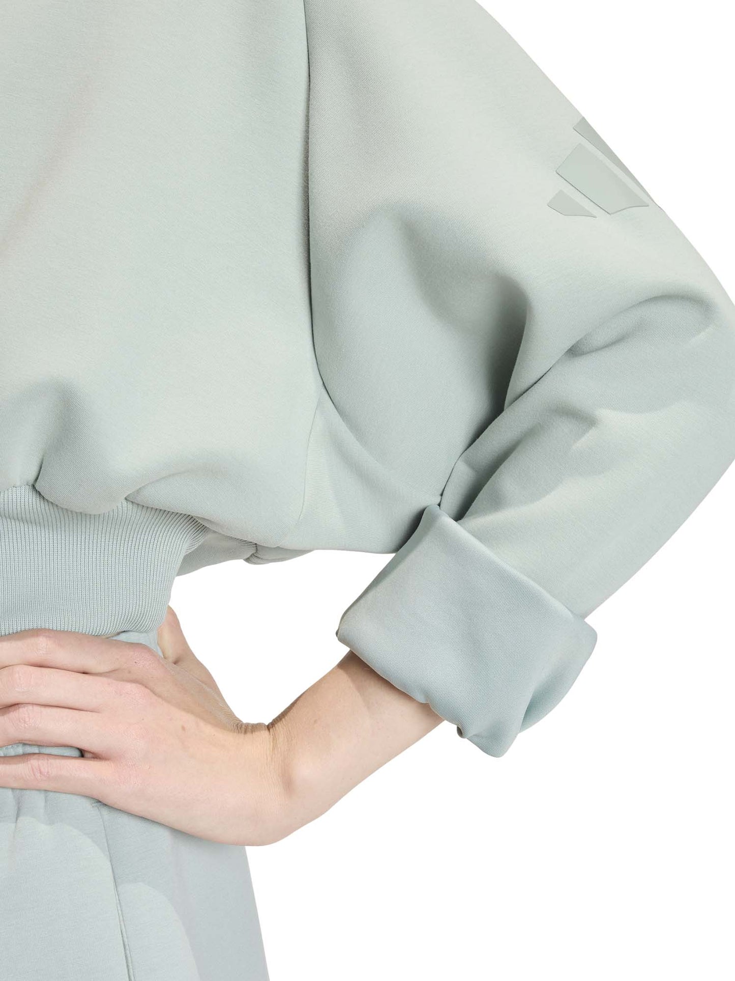 Felpa cropped verde Soft Lux di Adidas da donna con girocollo