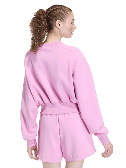 Felpa cropped rosa Soft Lux di Adidas da donna con girocollo