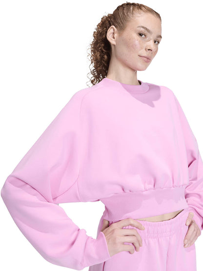 Felpa cropped rosa Soft Lux di Adidas da donna con girocollo