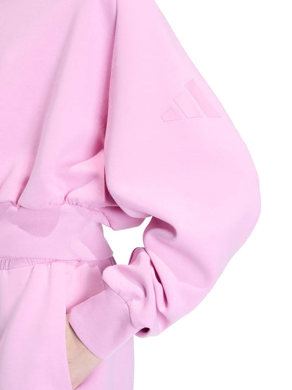 Felpa cropped rosa Soft Lux di Adidas da donna con girocollo