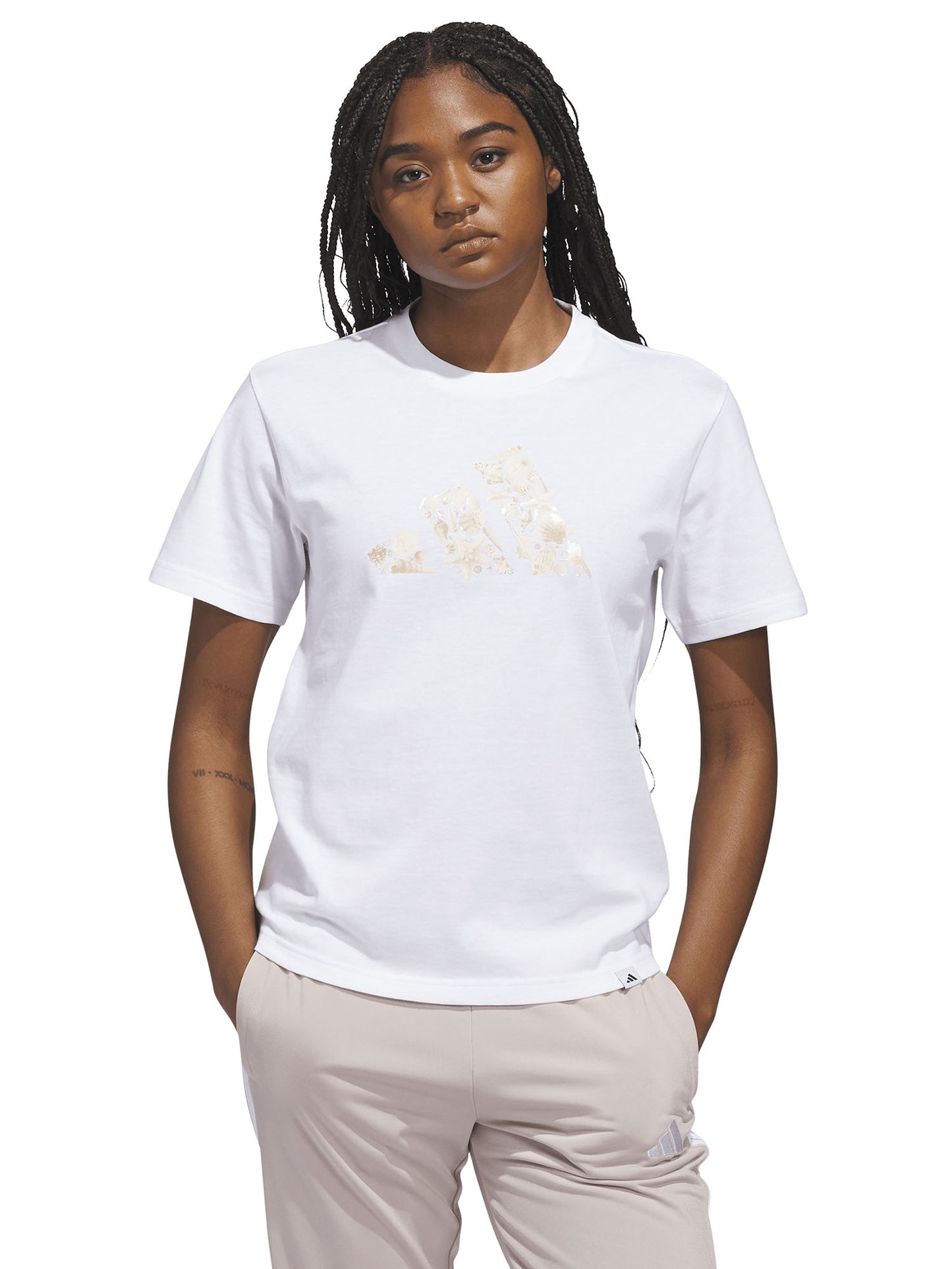 T-SHIRT BIANCA ADIDAS LOGO STAMPATO DA DONNA