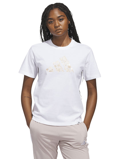 T-SHIRT BIANCA ADIDAS LOGO STAMPATO DA DONNA