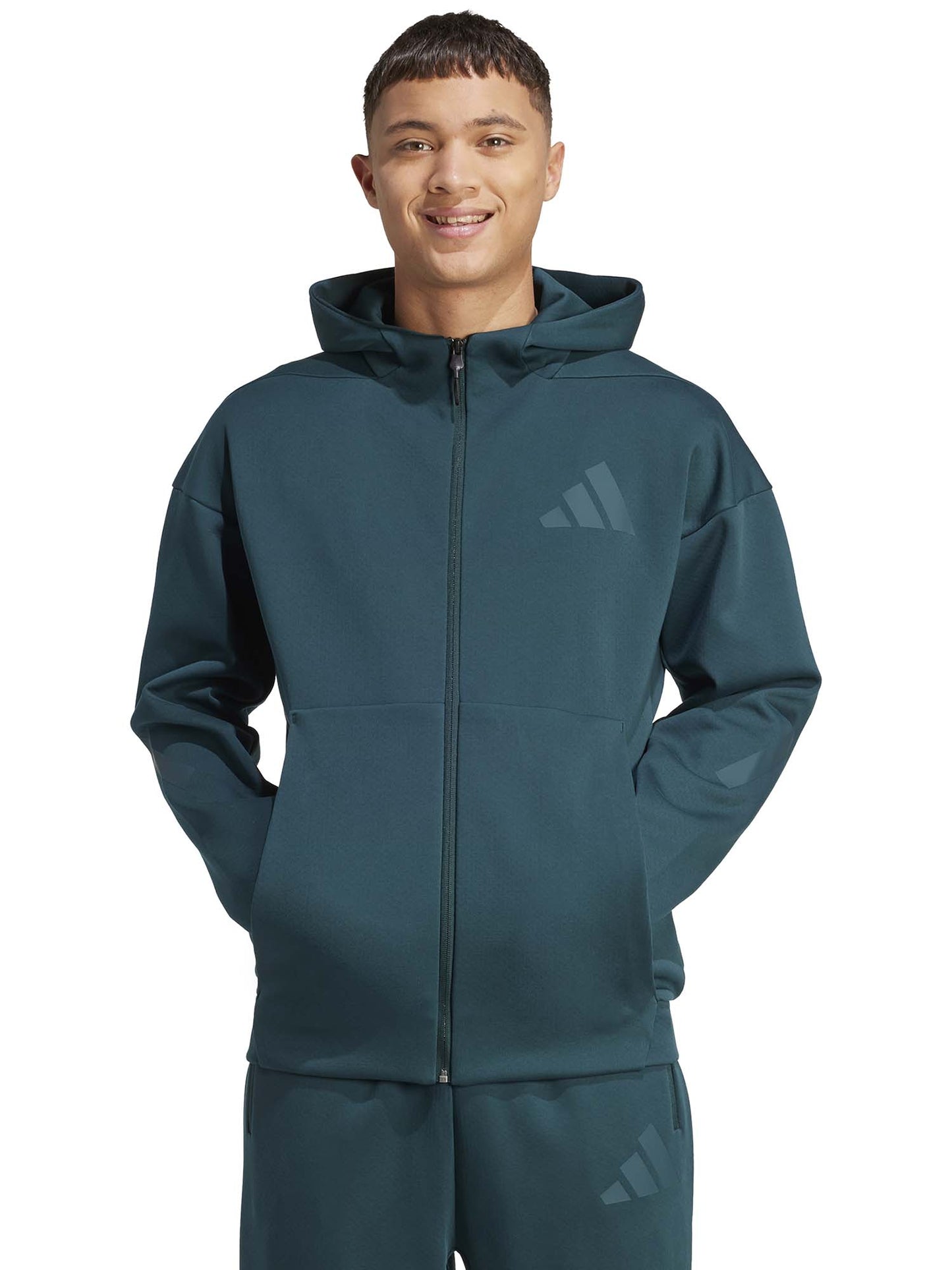 FELPA FULL ZIP ADIDAS DA RAGAZZO VERDONE