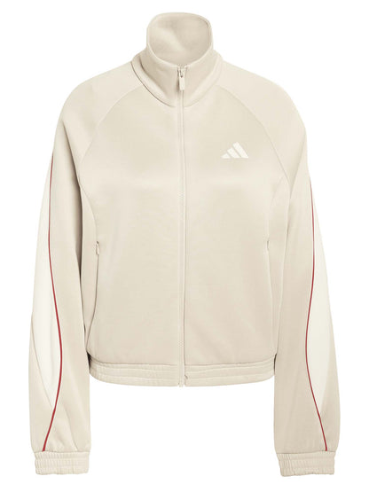 Felpa beige Adidas Stadium con zip da donna
