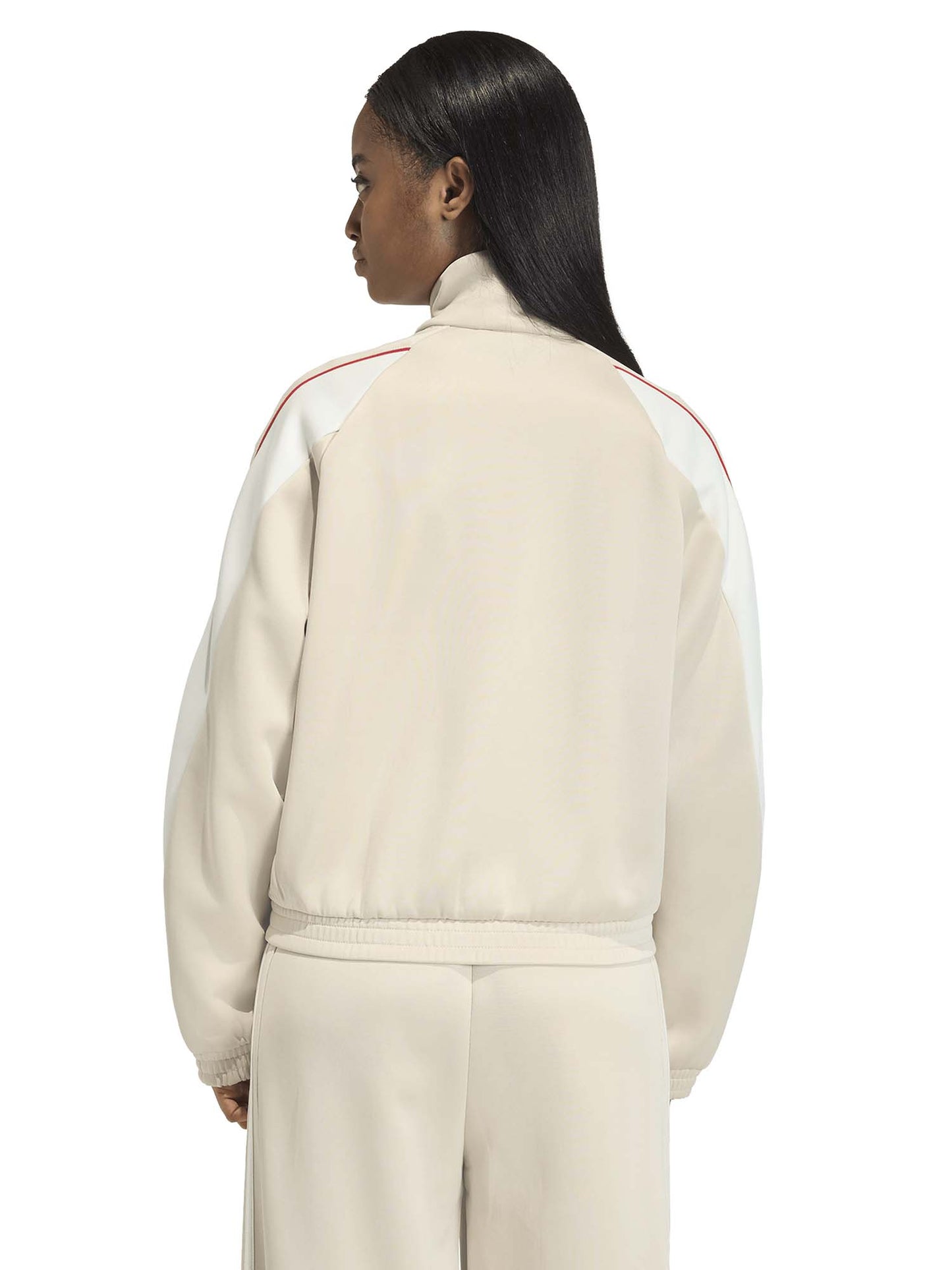 Felpa beige Adidas Stadium con zip da donna
