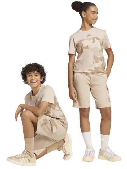 Short beige Adidas con tasca cargo junior bimbo/a comodo e versatile