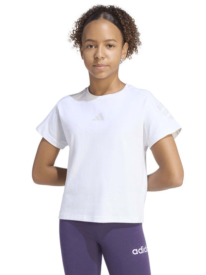 T-shirt Future Icons Adidas a girocollo per bambina in cotone bianco