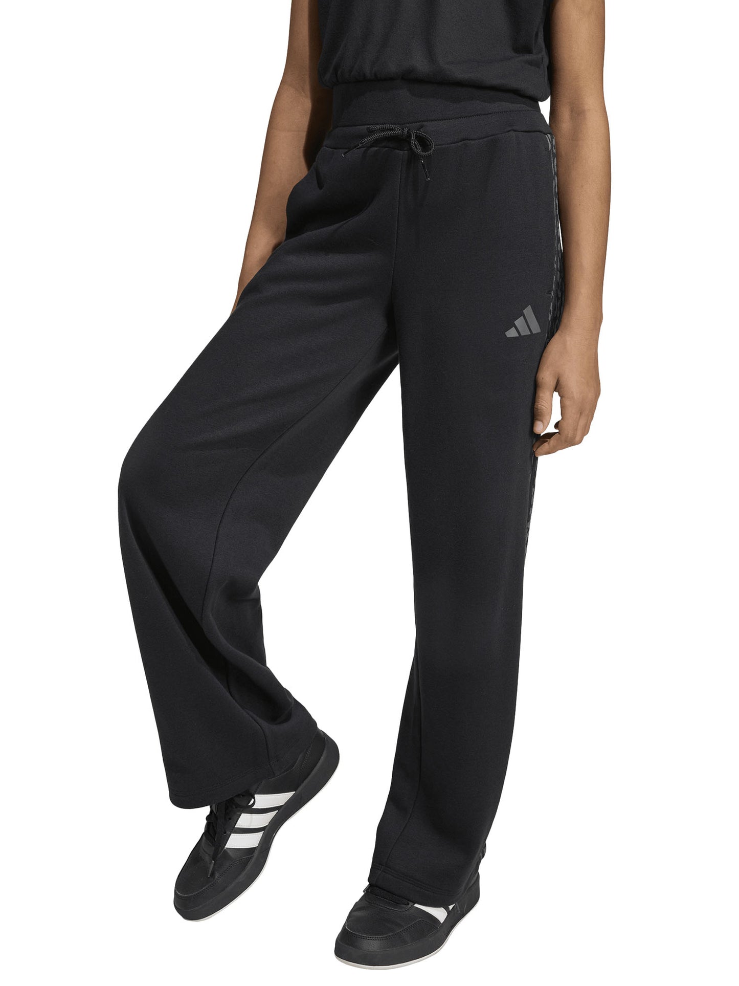 Pantaloni sportivi Adidas con 3 Stripes leopardate da bambina neri