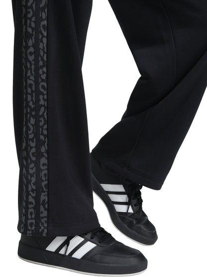 Pantaloni sportivi Adidas con 3 Stripes leopardate da bambina neri