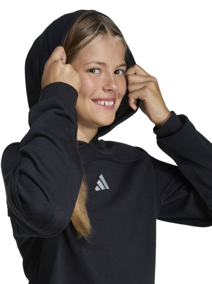 Felpa con cappuccio Adidas regular da bambina in nero