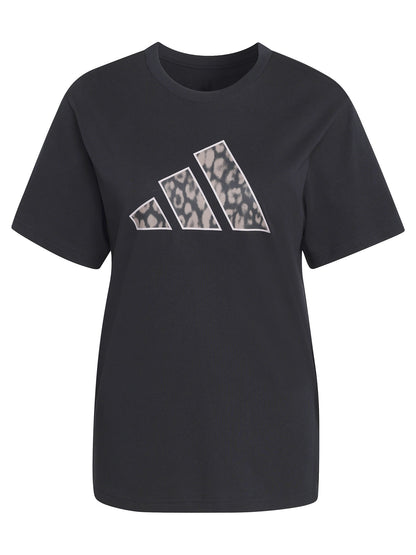 T-shirt Animal Graphic Adidas da donna nera con stampa moderna