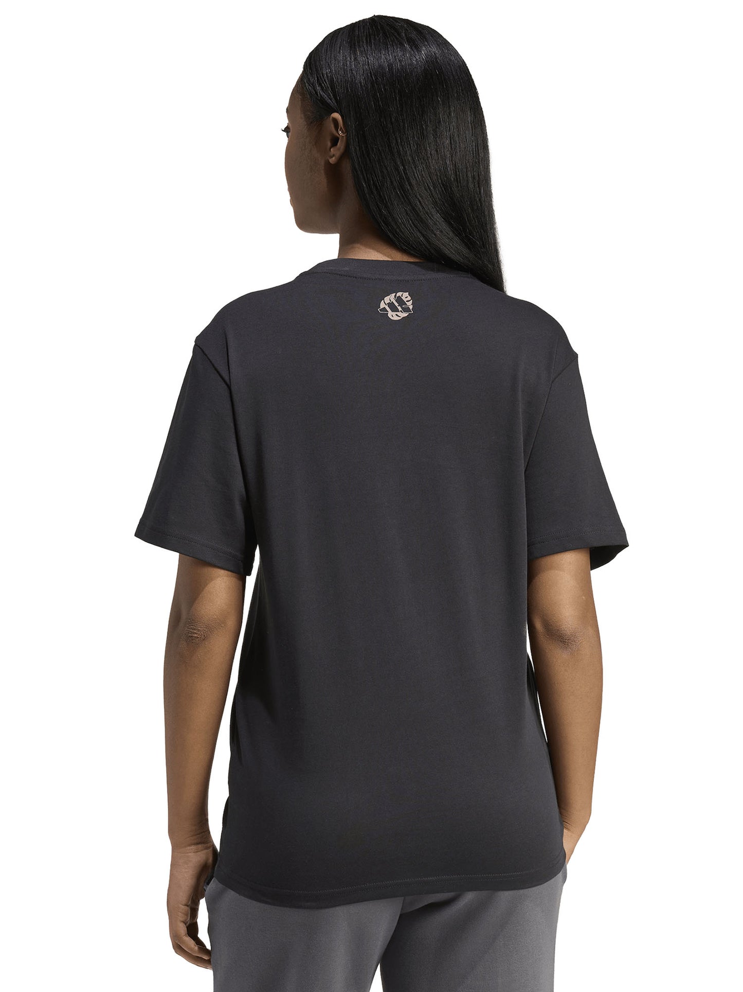 T-shirt Animal Graphic Adidas da donna nera con stampa moderna