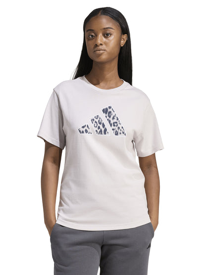 Adidas Animal Graphic, t-shirt con stampa animalier da donna lilla