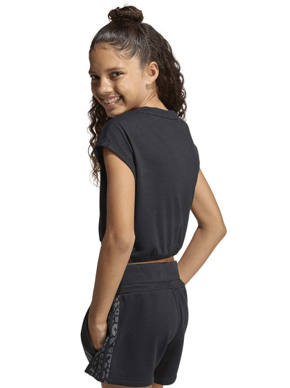 T-shirt crop Adidas nera da bambina per look casual estivi