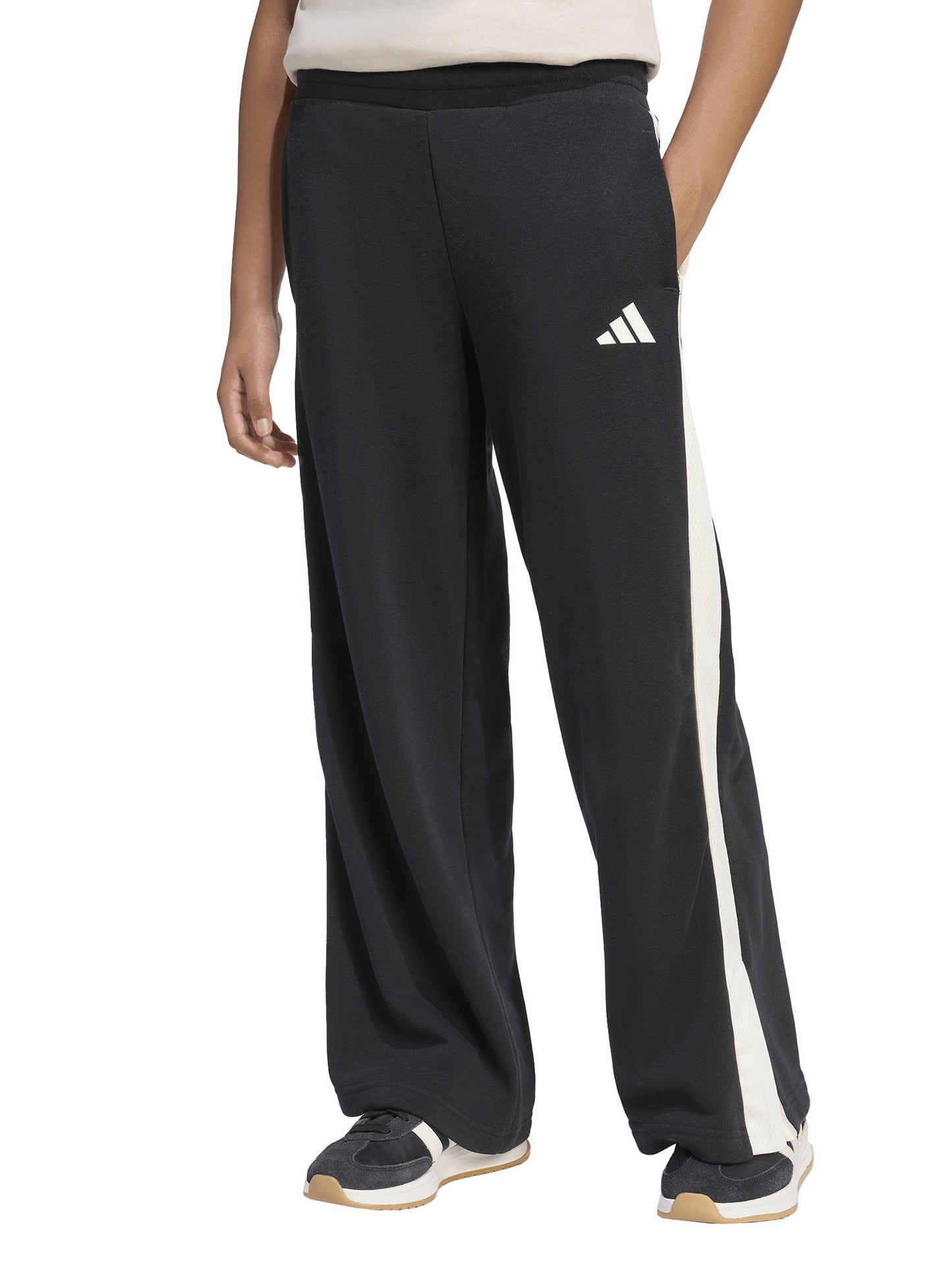 Pantaloni sportivi wide leg Adidas da bambina in nero
