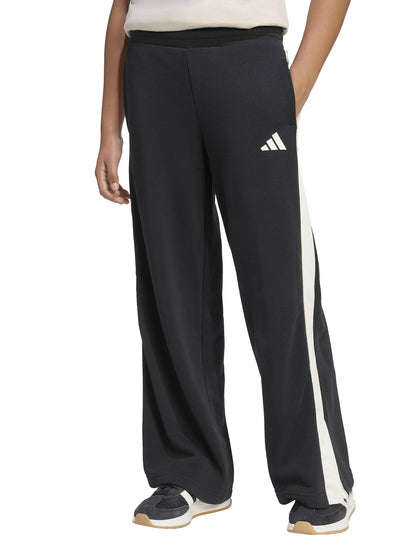 Pantaloni sportivi wide leg Adidas da bambina in nero