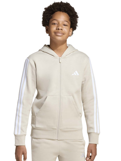 FELPA CON ZIP E CAPPUCCIO ADIDAS JUNIOR UNISEX SABBIA