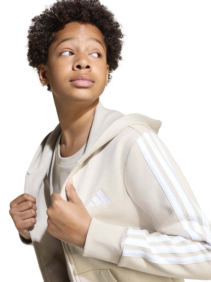 FELPA CON ZIP E CAPPUCCIO ADIDAS JUNIOR UNISEX SABBIA