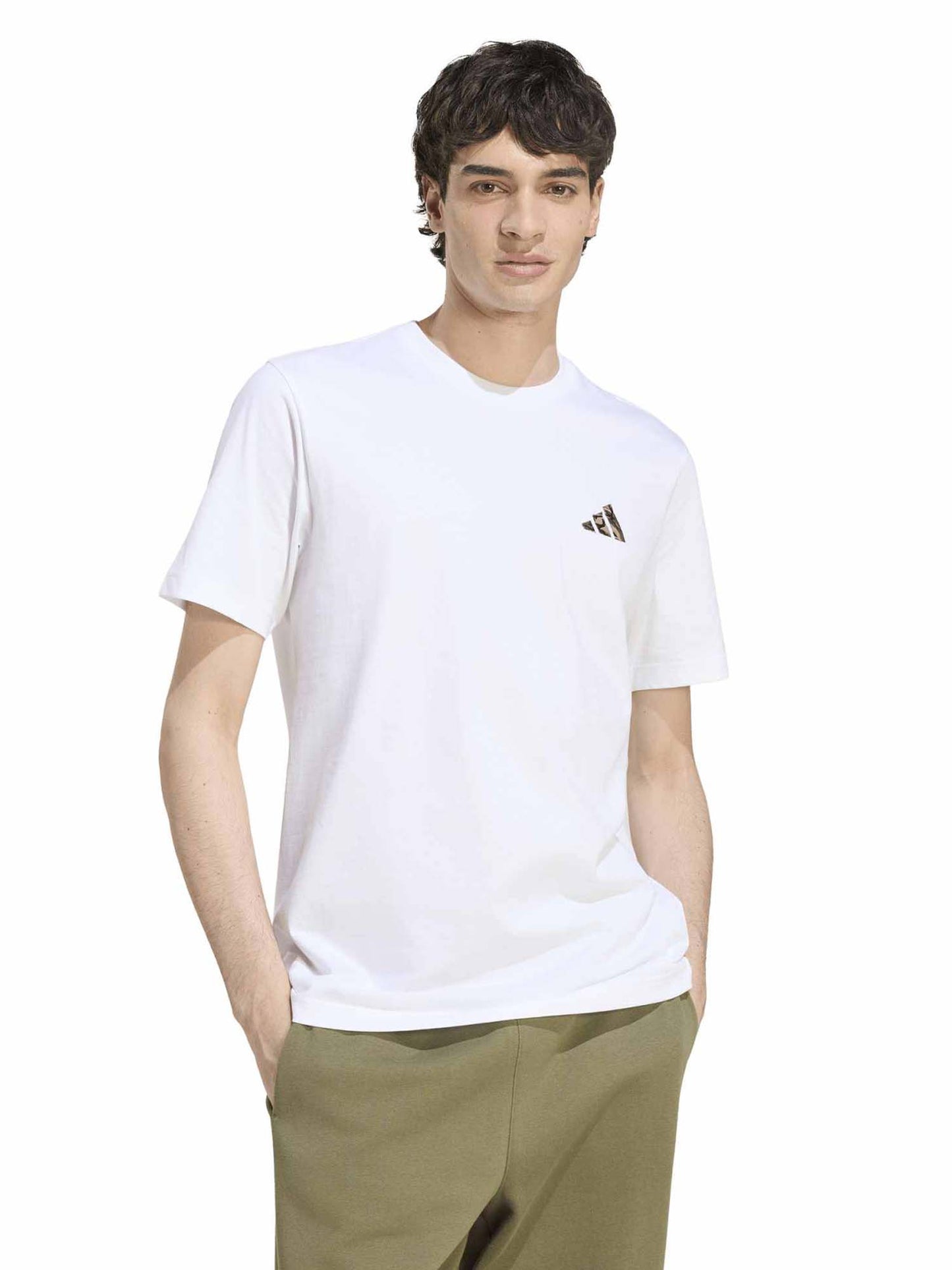 Adidas T-shirt Camo, t-shirt maniche corte da uomo bianca