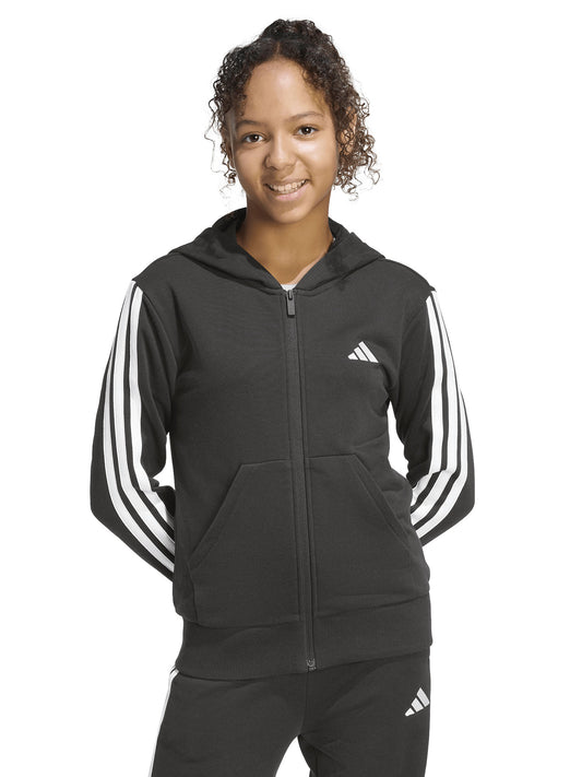 FELPA NERA ADIDAS CON CAPPUCCIO+ZIP DA BAMBINA