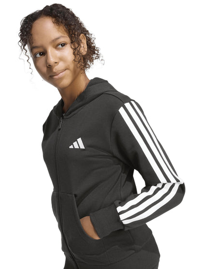 FELPA NERA ADIDAS CON CAPPUCCIO+ZIP DA BAMBINA