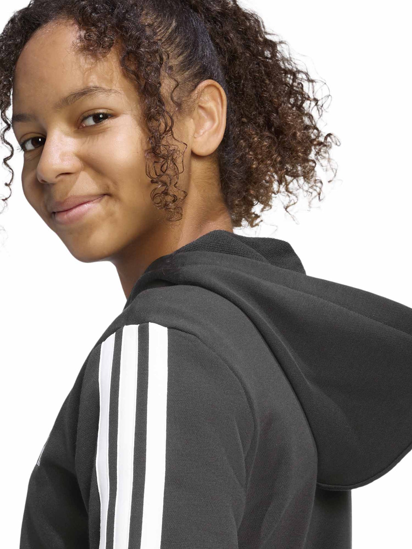 FELPA NERA ADIDAS CON CAPPUCCIO+ZIP DA BAMBINA