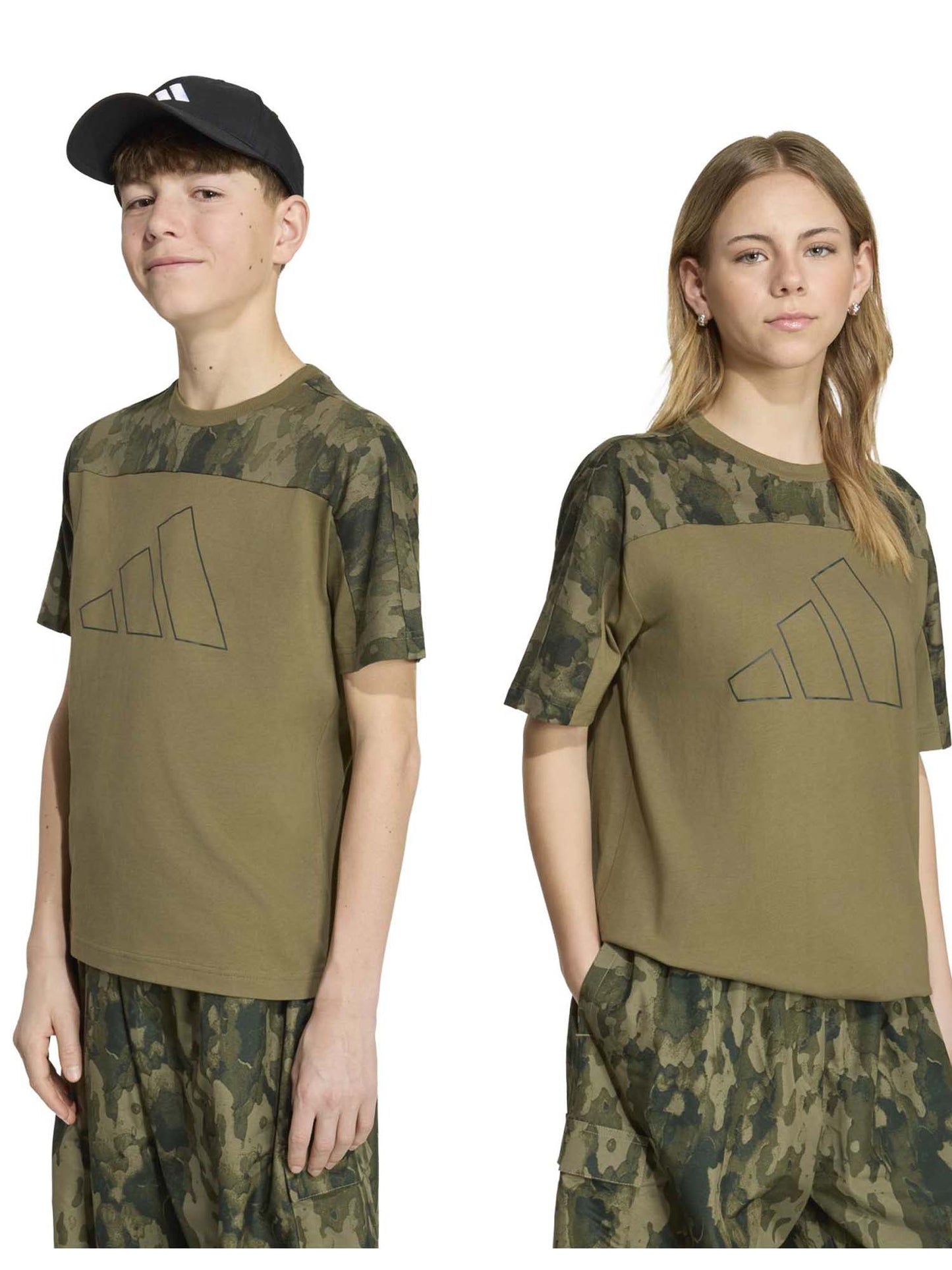 Adidas B. Tee Camo, t-shirt a maniche lunghe Unisex bambino verde
