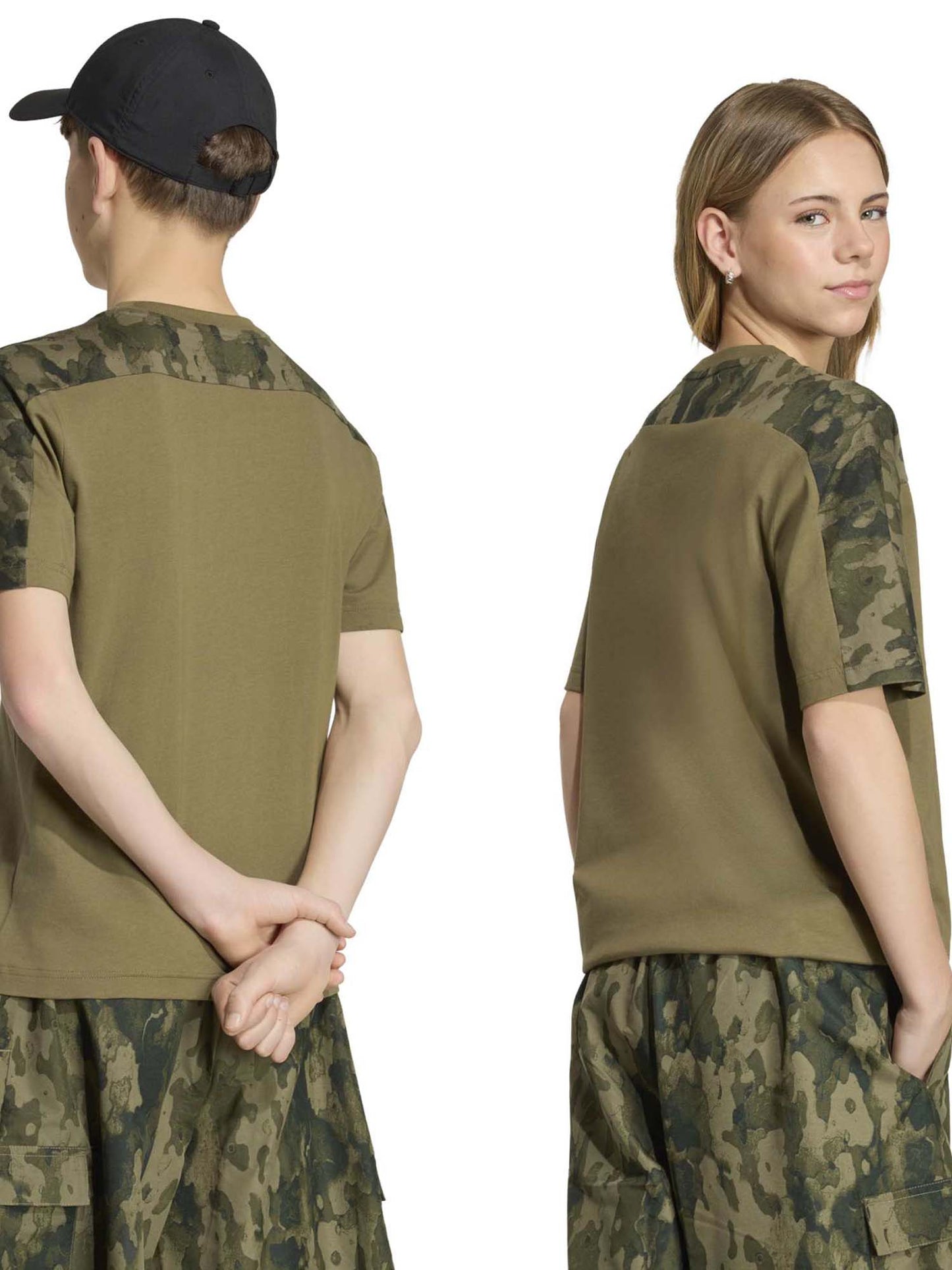Adidas B. Tee Camo, t-shirt a maniche lunghe Unisex bambino verde