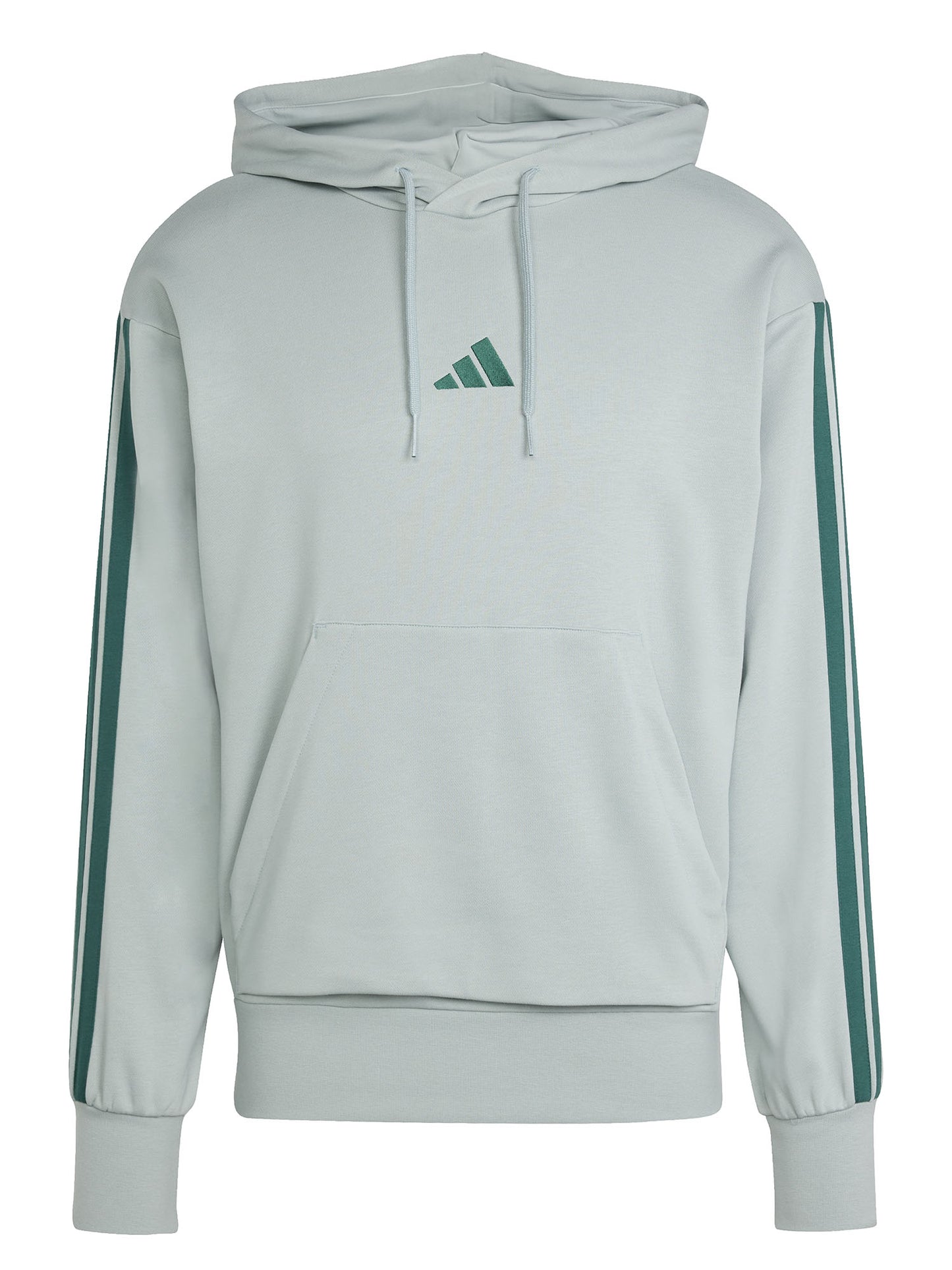 Felpa verde Adidas Full-Touch 3Stripes da uomo con cappuccio