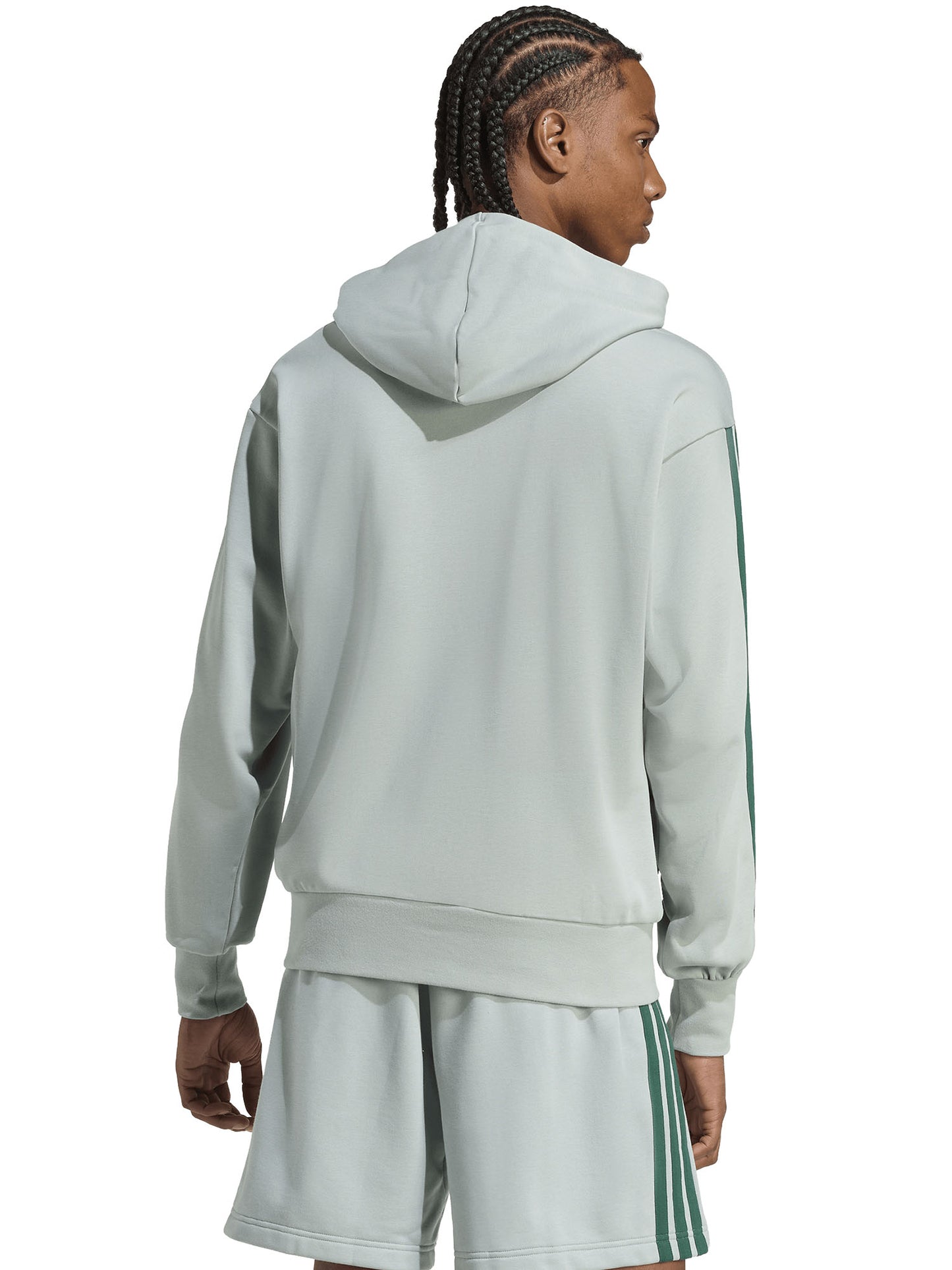 Felpa verde Adidas Full-Touch 3Stripes da uomo con cappuccio