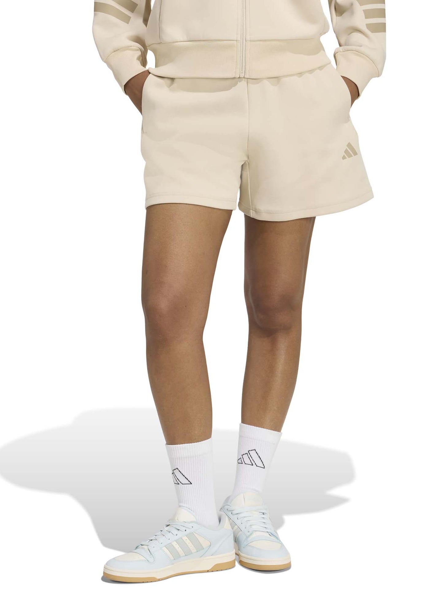 Shorts beige Adidas Future Icons da donna in cotone e poliestere