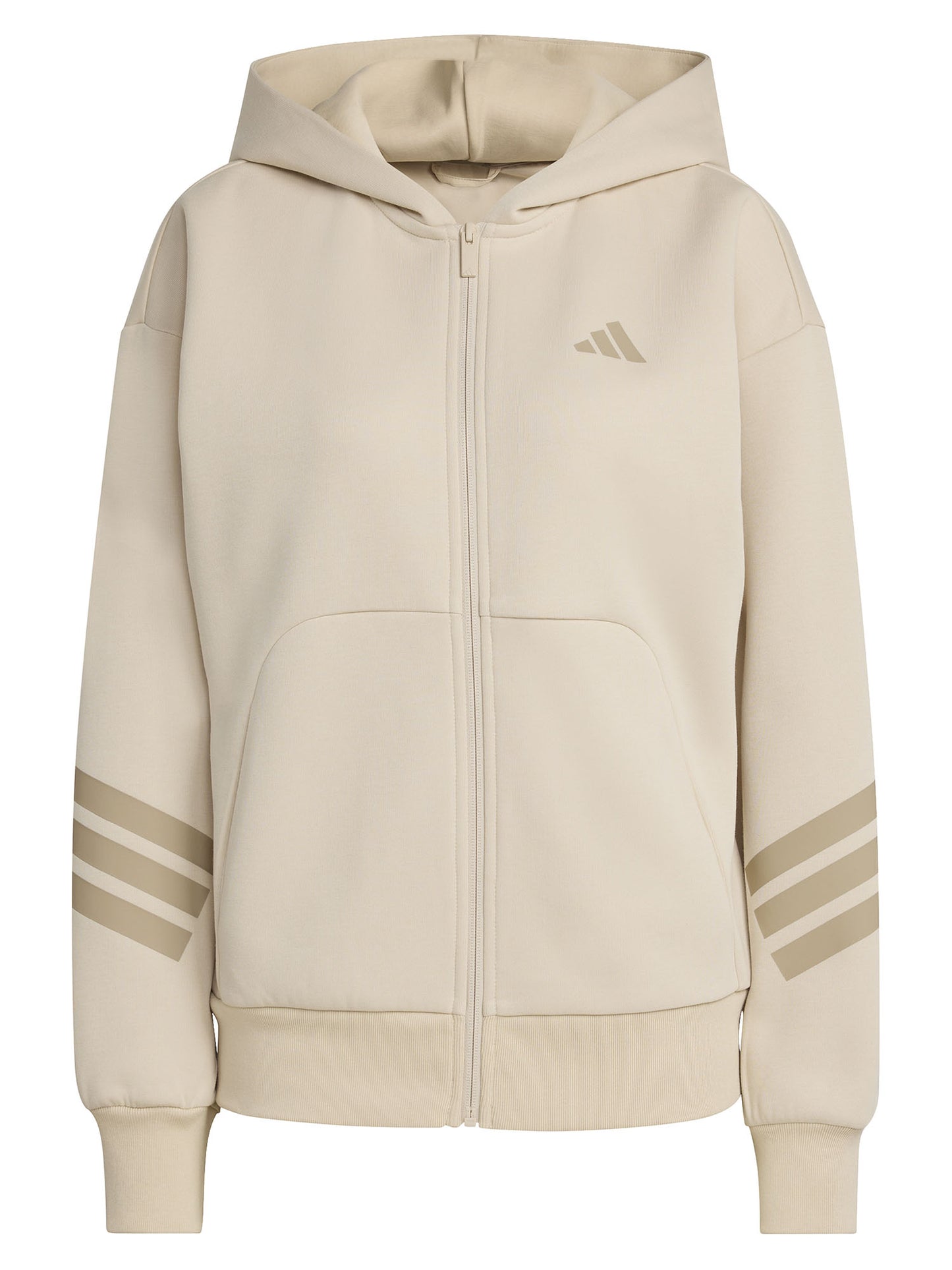 Felpa beige Adidas Future Icons 3-Stripes con cappuccio da donna