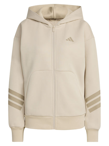 Felpa beige Adidas Future Icons 3-Stripes con cappuccio da donna