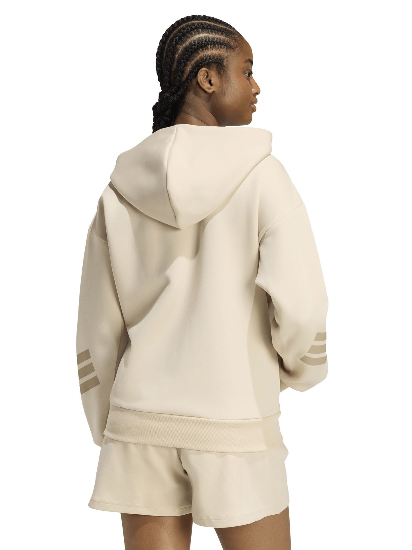Felpa beige Adidas Future Icons 3-Stripes con cappuccio da donna