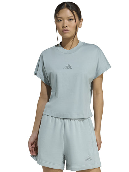 T-shirt crop adidas All SZN donna in cotone verde salvia