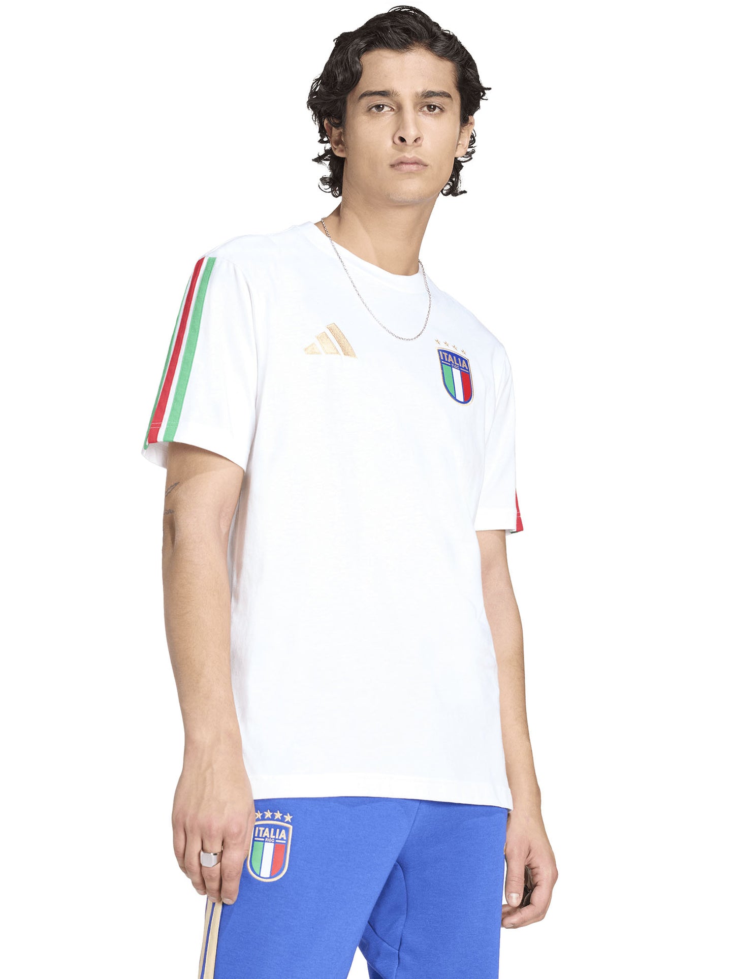 T-SHIRT CALCIO BIANCA ADIDAS FIGC DNA ITALIA  DA UOMO