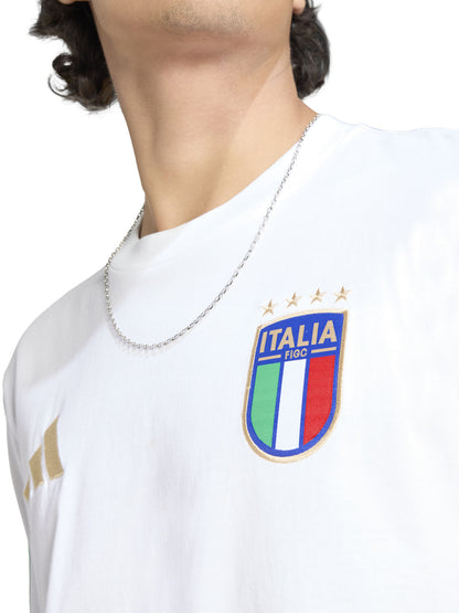 T-SHIRT CALCIO BIANCA ADIDAS FIGC DNA ITALIA  DA UOMO