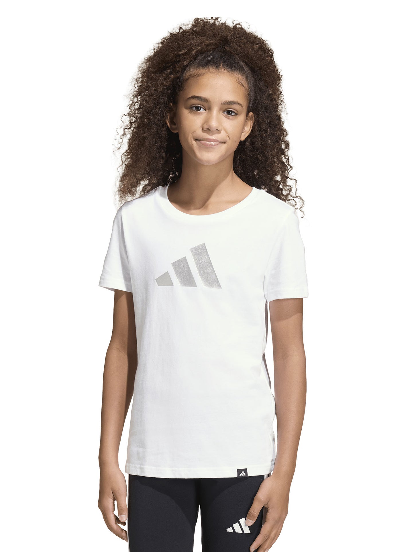 T-SHIRT BIANCA ADIDAS CON LOGO GLAMOUR DA BAMBINA