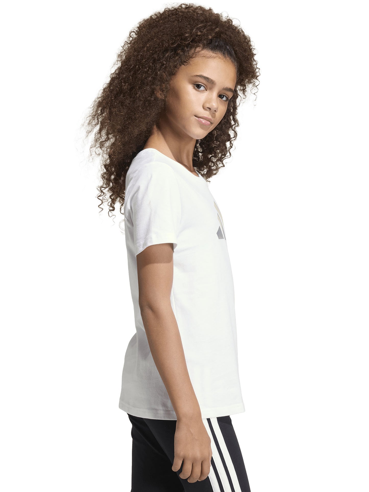 T-SHIRT BIANCA ADIDAS CON LOGO GLAMOUR DA BAMBINA