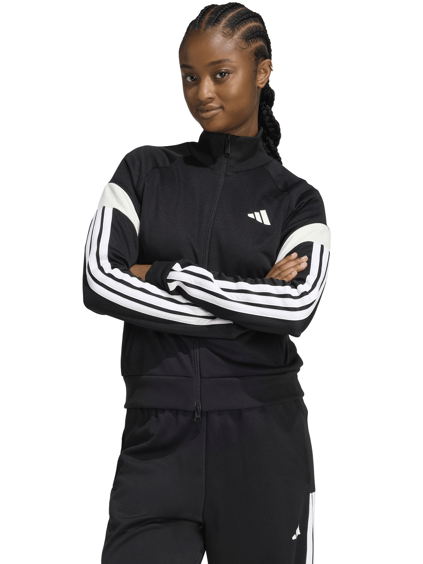 Felpa Adidas The House of Tiro da donna nera con zip