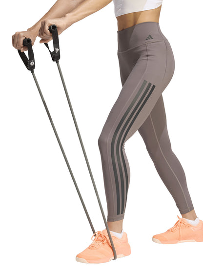 Leggings training Adidas Optime Workout 3-Stripes grigio da donna