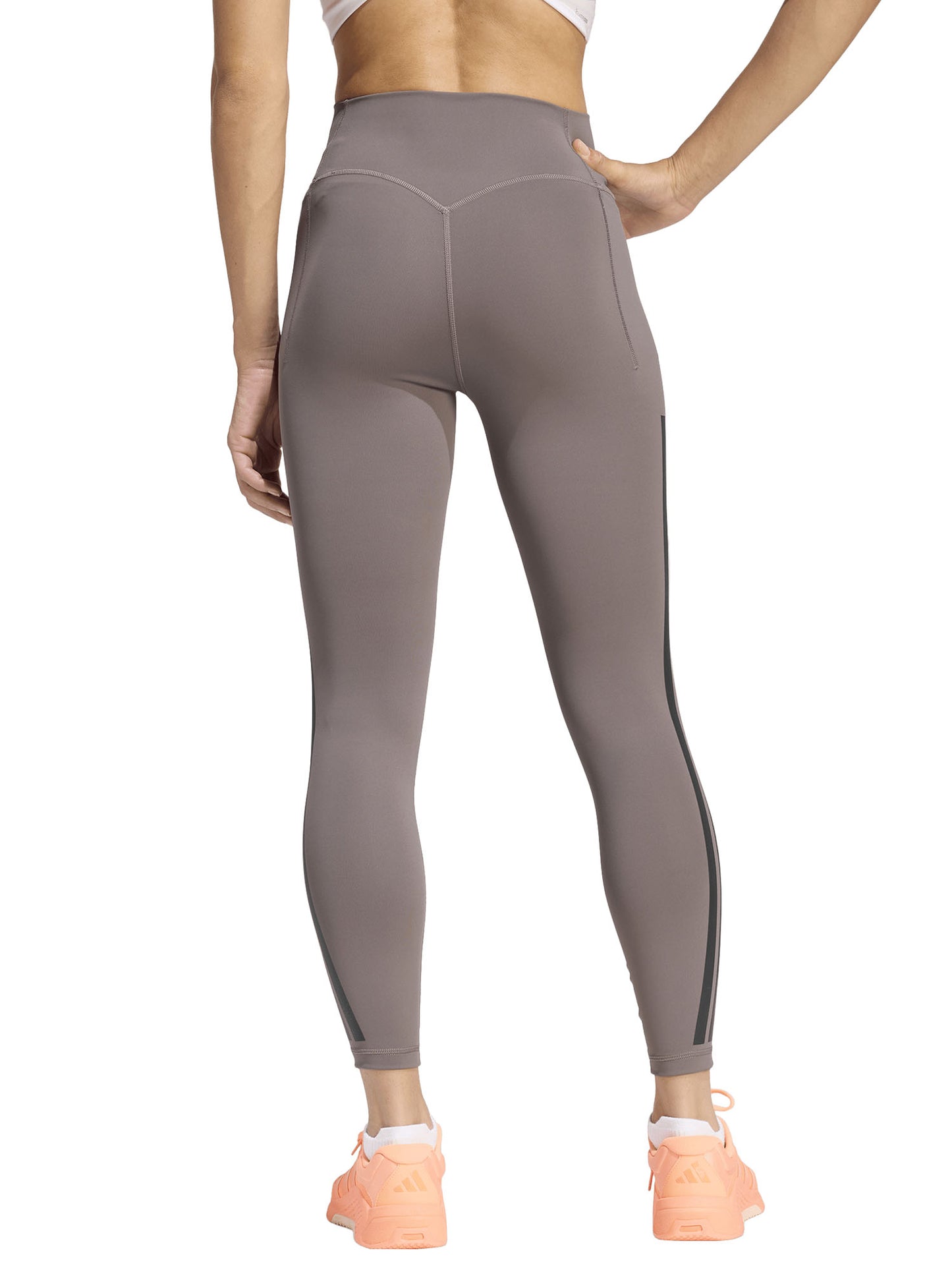 Leggings training Adidas Optime Workout 3-Stripes grigio da donna