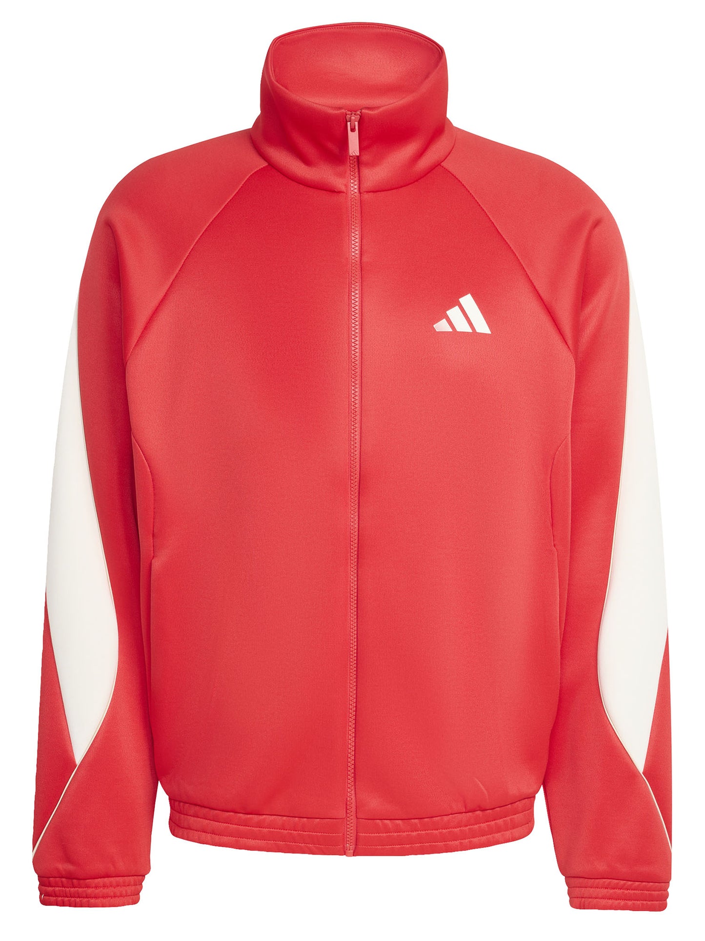 Felpa Adidas Stadium da uomo rossa con zip e tasche laterali