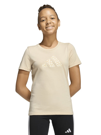 T-shirt beige Adidas a maniche corte per bambina