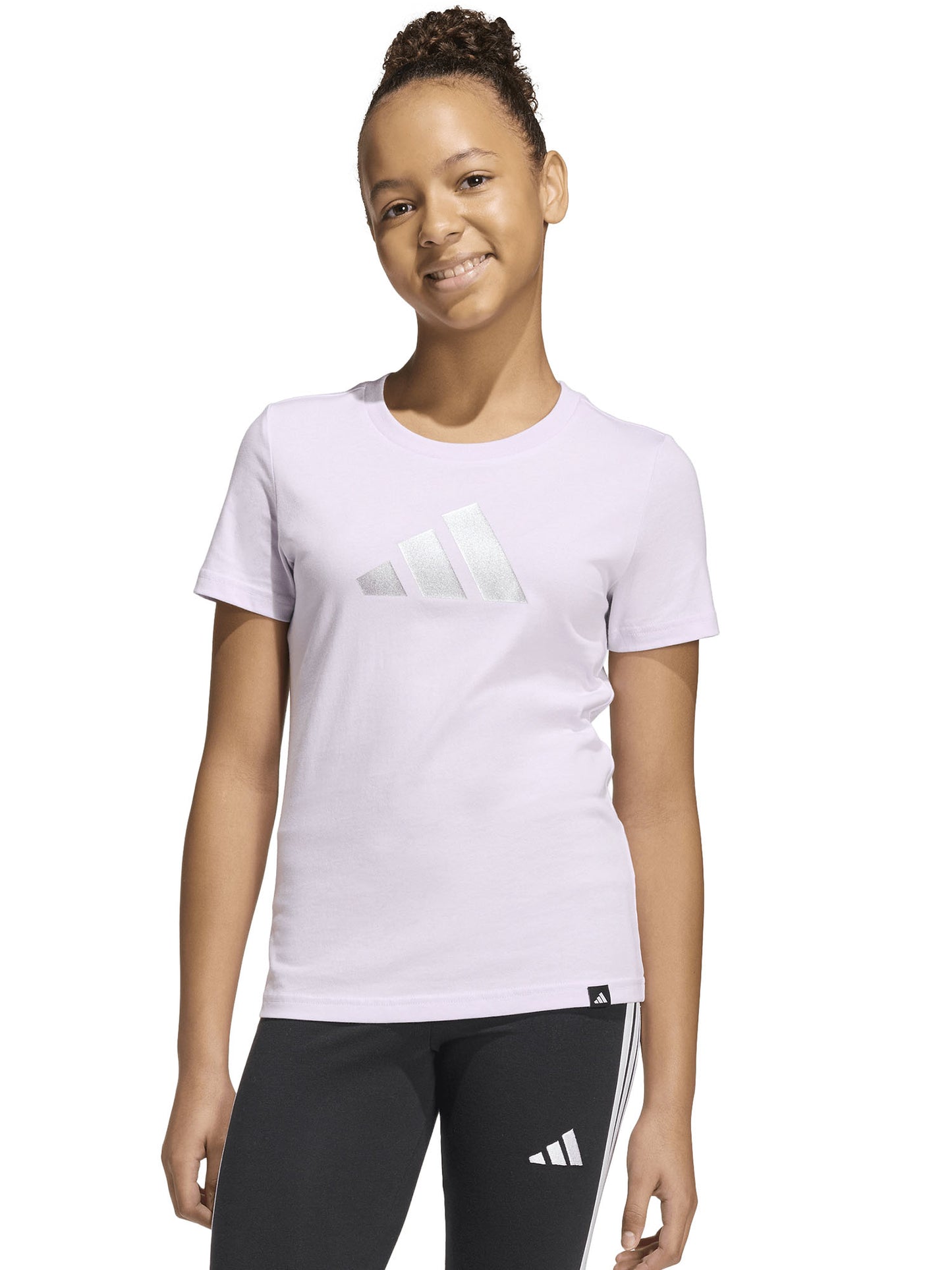 T-shirt lilla Adidas Glam da bambina con logo sportivo