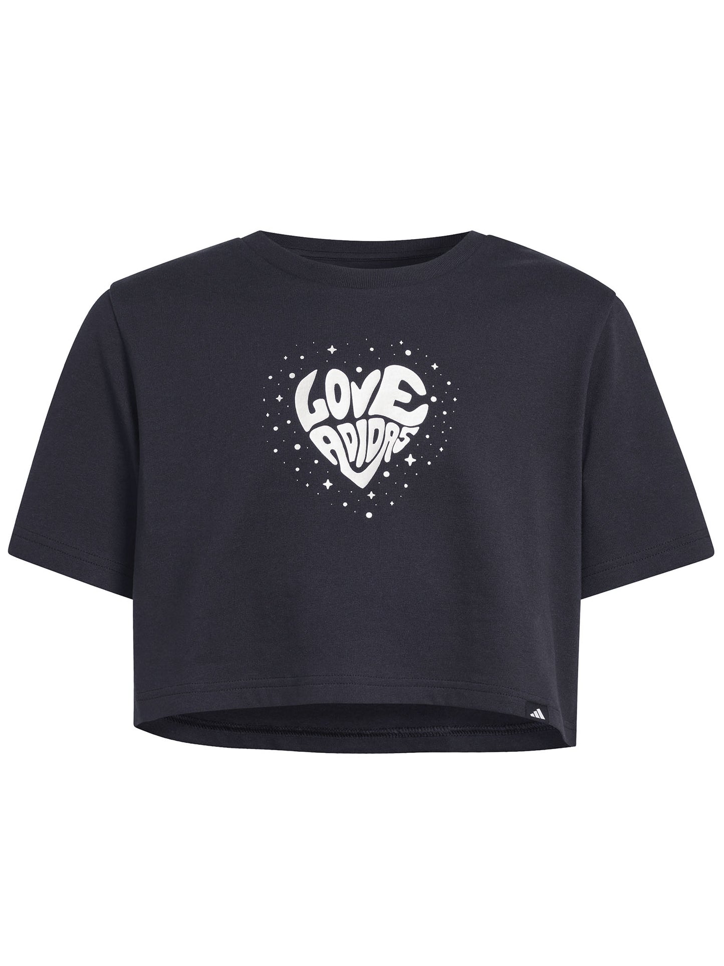 T-SHIRT NERA ADIDAS CROP CON LOGO GLAMOUR DA BAMBINA