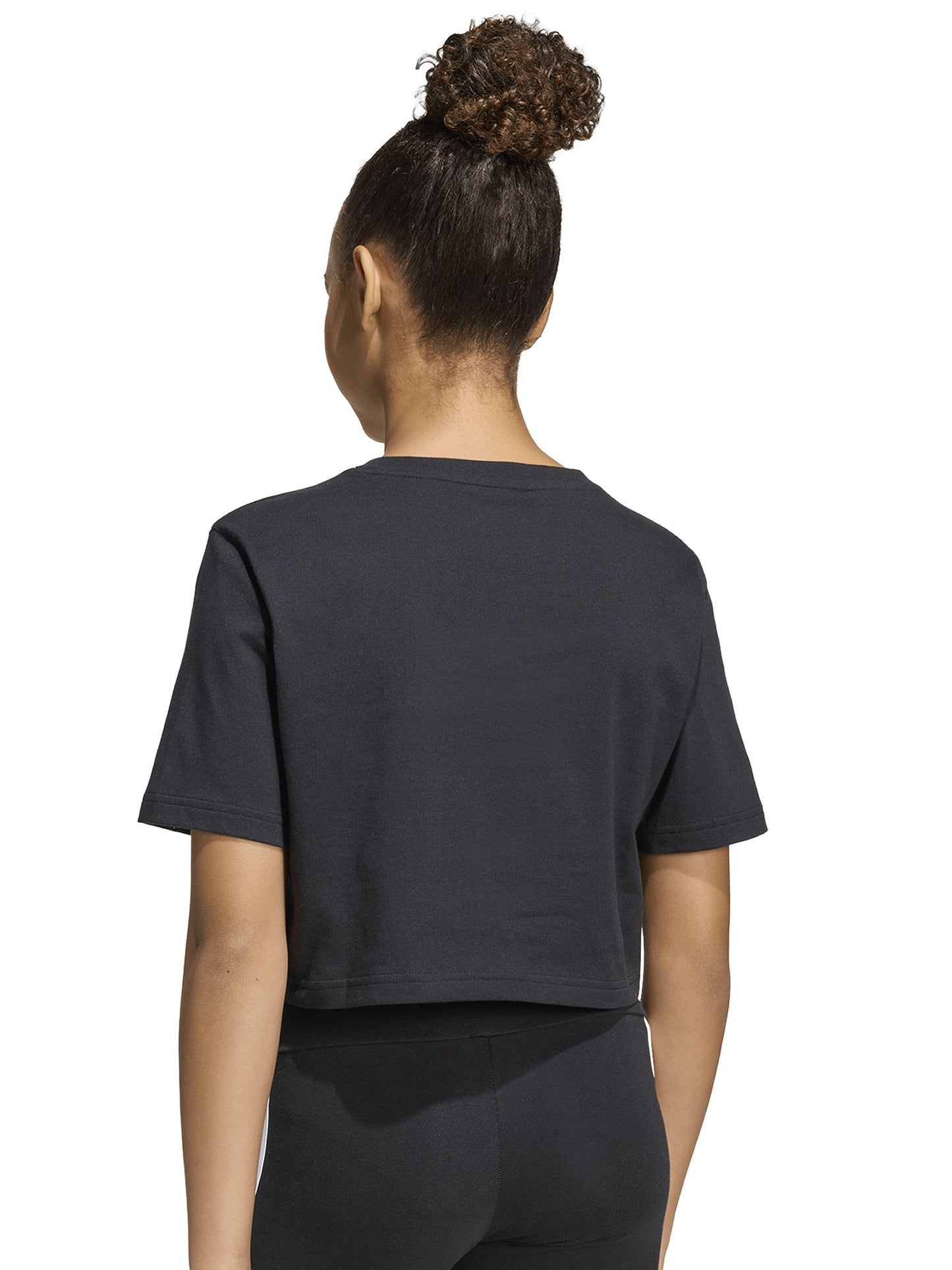 T-SHIRT NERA ADIDAS CROP CON LOGO GLAMOUR DA BAMBINA