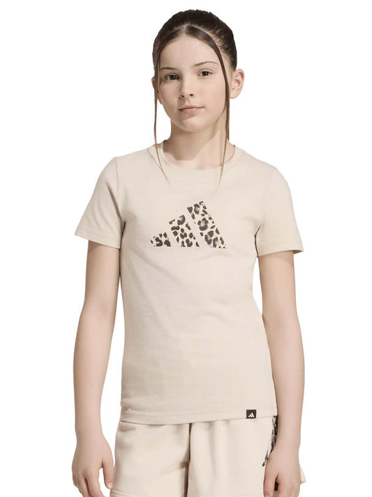 Adidas G. Tee Animal, t-shirt a maniche lunghe Unisex bambino beige