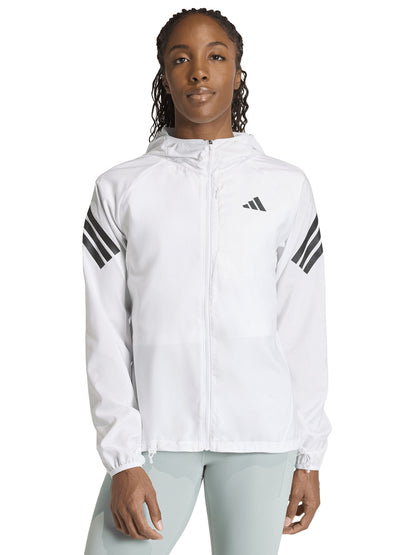 Adidas adi365 Iconic giubbino running da donna bianco con cappuccio